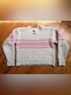 Offline by Aerie Cozy White & Pink Striped Women’s Sweater